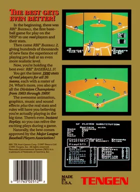 R.B.I. Baseball 3 (USA) (Unl) box cover back